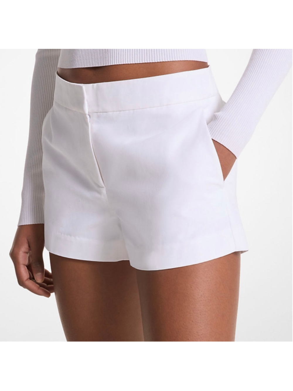 Michael Michael Kors Cotton Twill Blend Shorts White Size 0